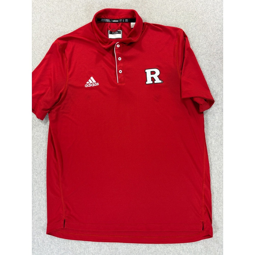 Rutgers Scarlet Knights Adidas Stitched Logo Polo Shirt (Men's XL) Red